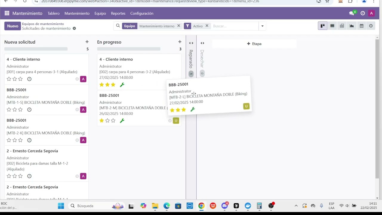 Odoo 17 - Mantenimiento y reparación de equipos (Agencia de viajes)