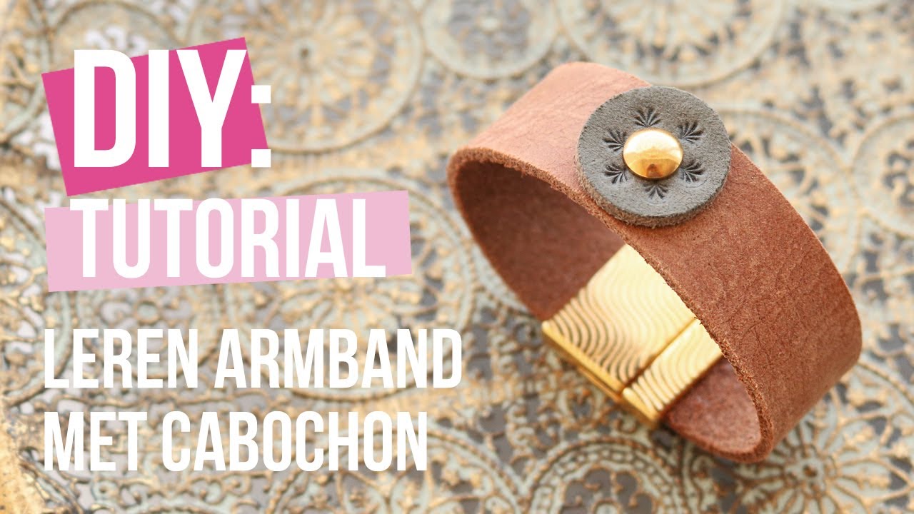 Sieraden maken: DQ leren armband met leer cabochon ♡ DIY