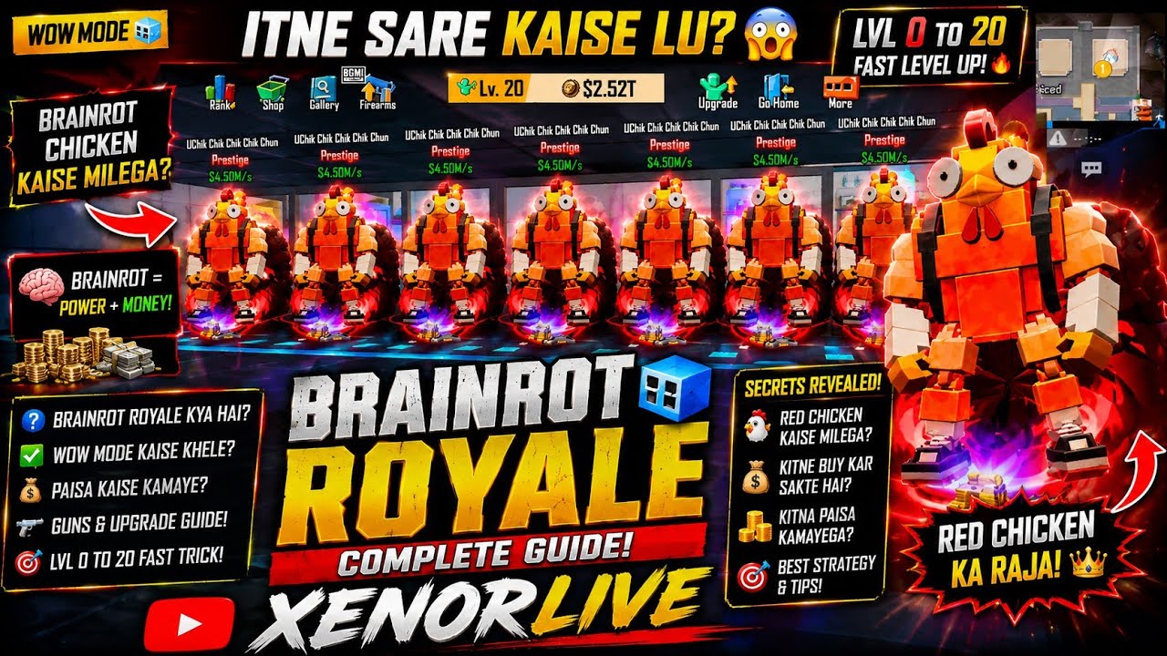 BGMI ME ITNE SARE RED BRAINROT CHICKEN 🐔😱 KAISE MILE? | Brainrot Royale FULL GUIDE | XENORLIVE 