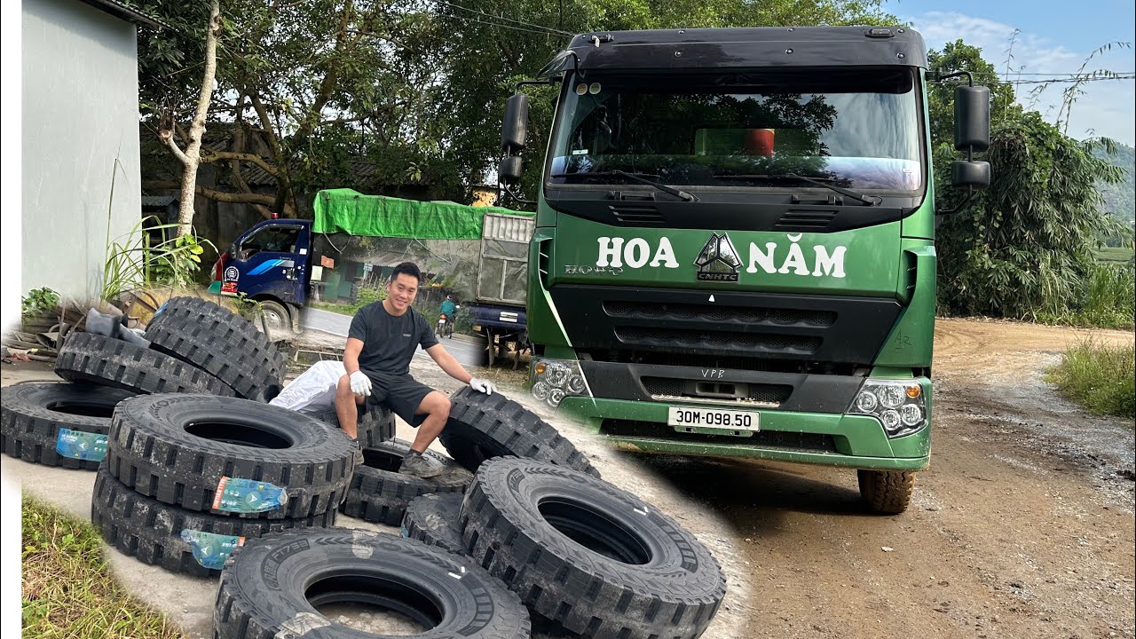 travel 100 km to change tires of four-axle dump truck running on construction site