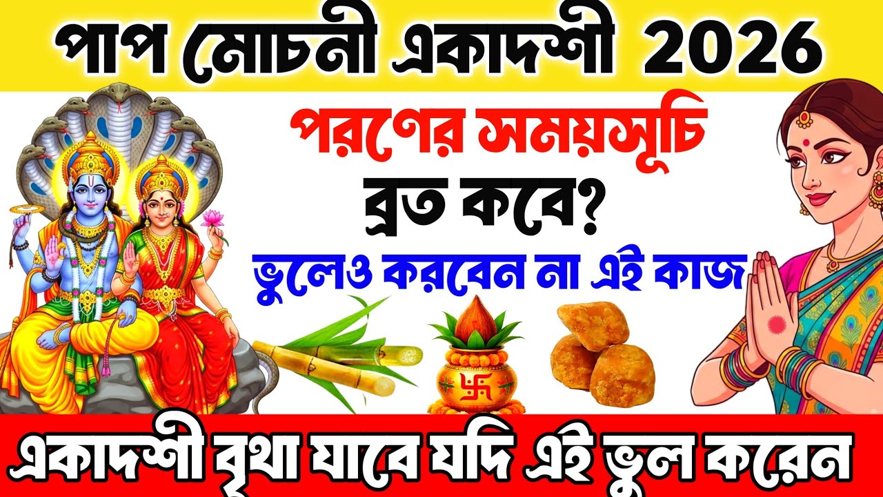 পাপ মোচনী একাদশী ২০২৬ কবে? |  papmochani Ekadashi 2026 Date Time | Ekadashi Vrat Mahatmya Katha
