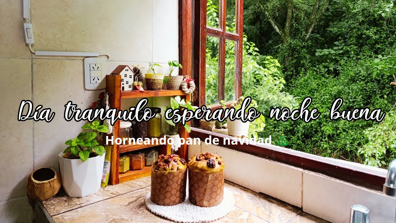 Horneando pan de navidad en un día lleno de calma