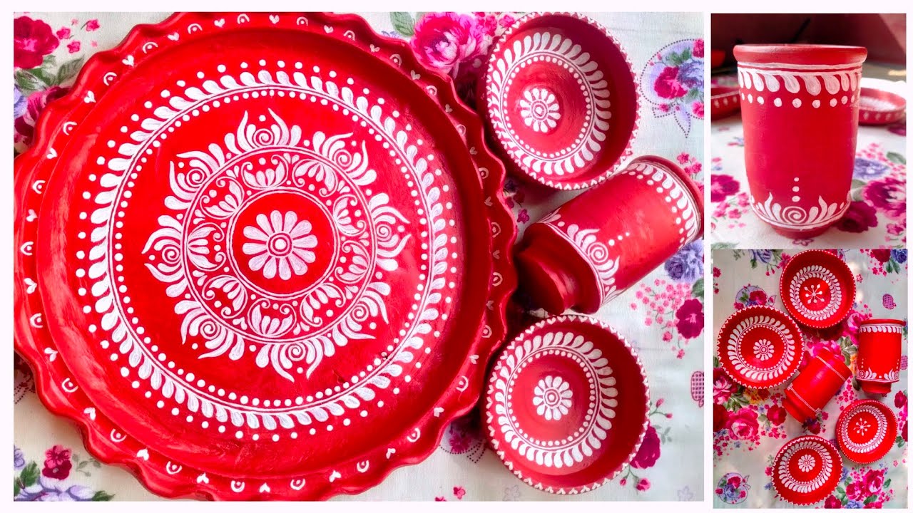 Matir thala painting//Simple and easy matir thala design//matir thala painting for beginners