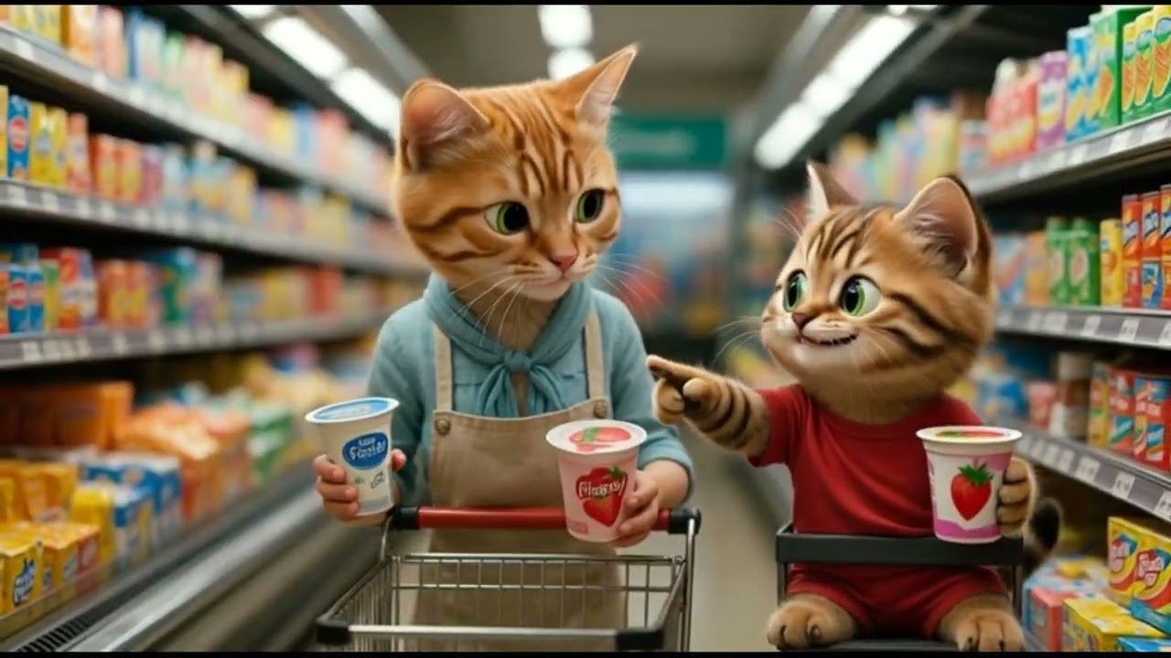 Mom Cat Shopping with Her Tiny Kitten 🐾🛒 | Heart-Melting Supermarket Fun 