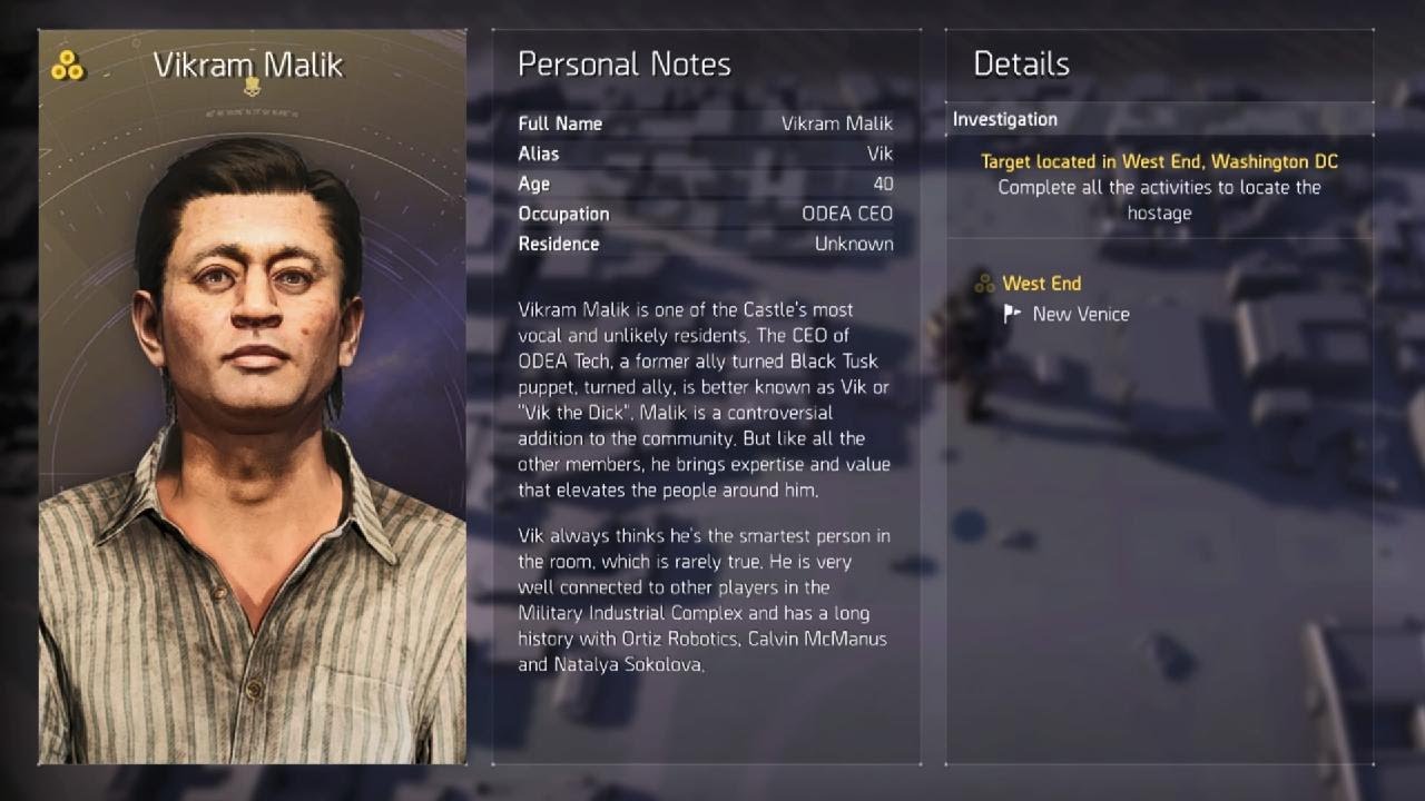 THE DIVISION 2 | Manhunt: VIKRAM MALIK Bank Headquarters