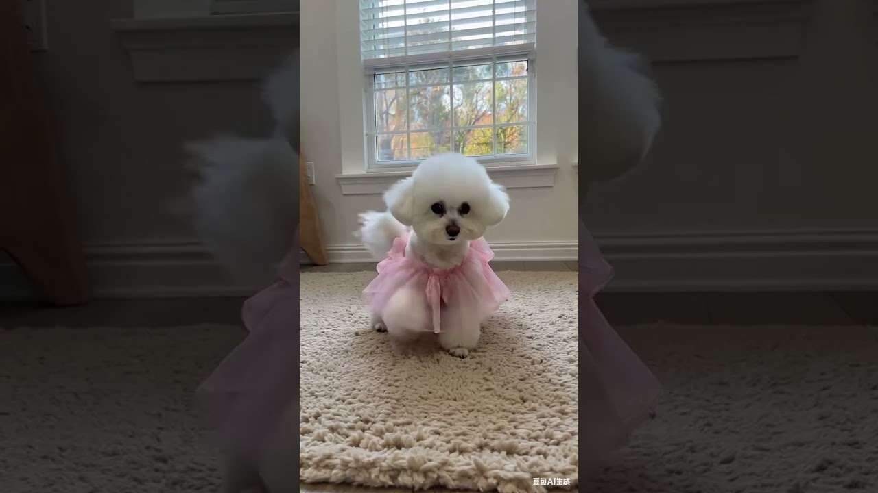 „Kleiner Hund, große Show: Bichon im Pink-Outfit 💃🐶“