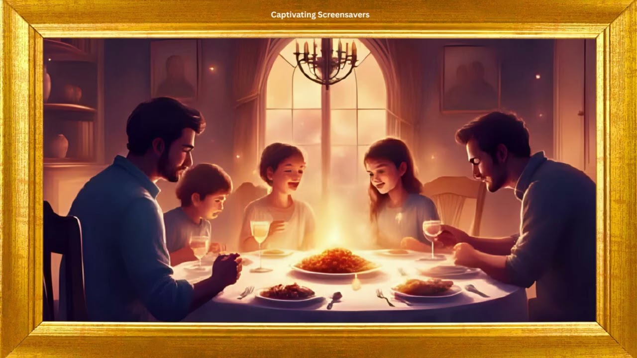 Heartwarming Scene of a Family Dinner | Hanukkah Background | Art | Screensaver 4K | No Sound Video