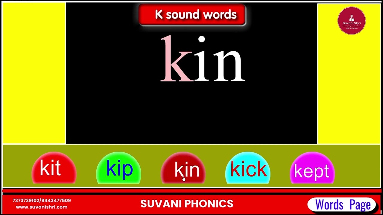 Suani Phonics k' words