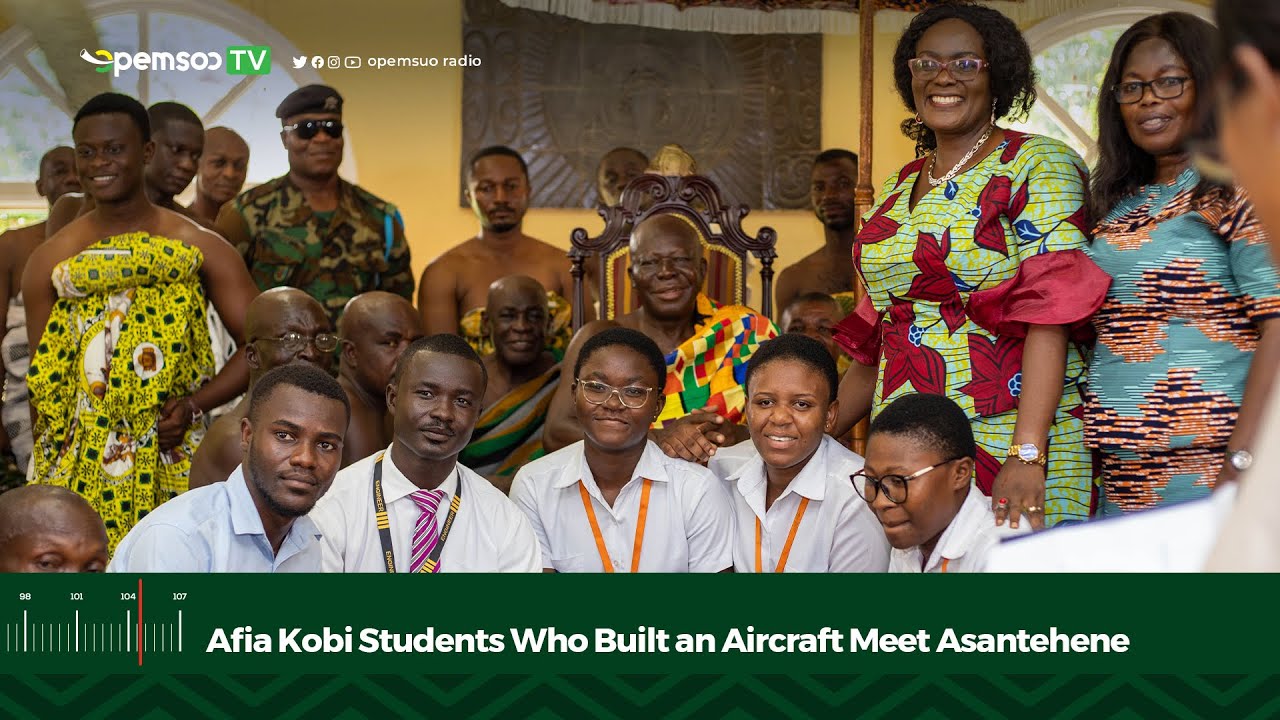 Afia Kobi Students Who Built An Aircraft Meet Asantehene