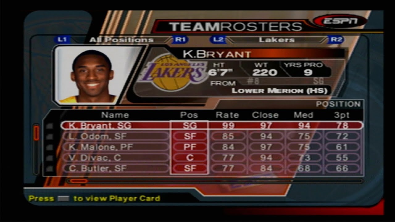 ESPN NBA 2K5 Retrospective Player Ratings