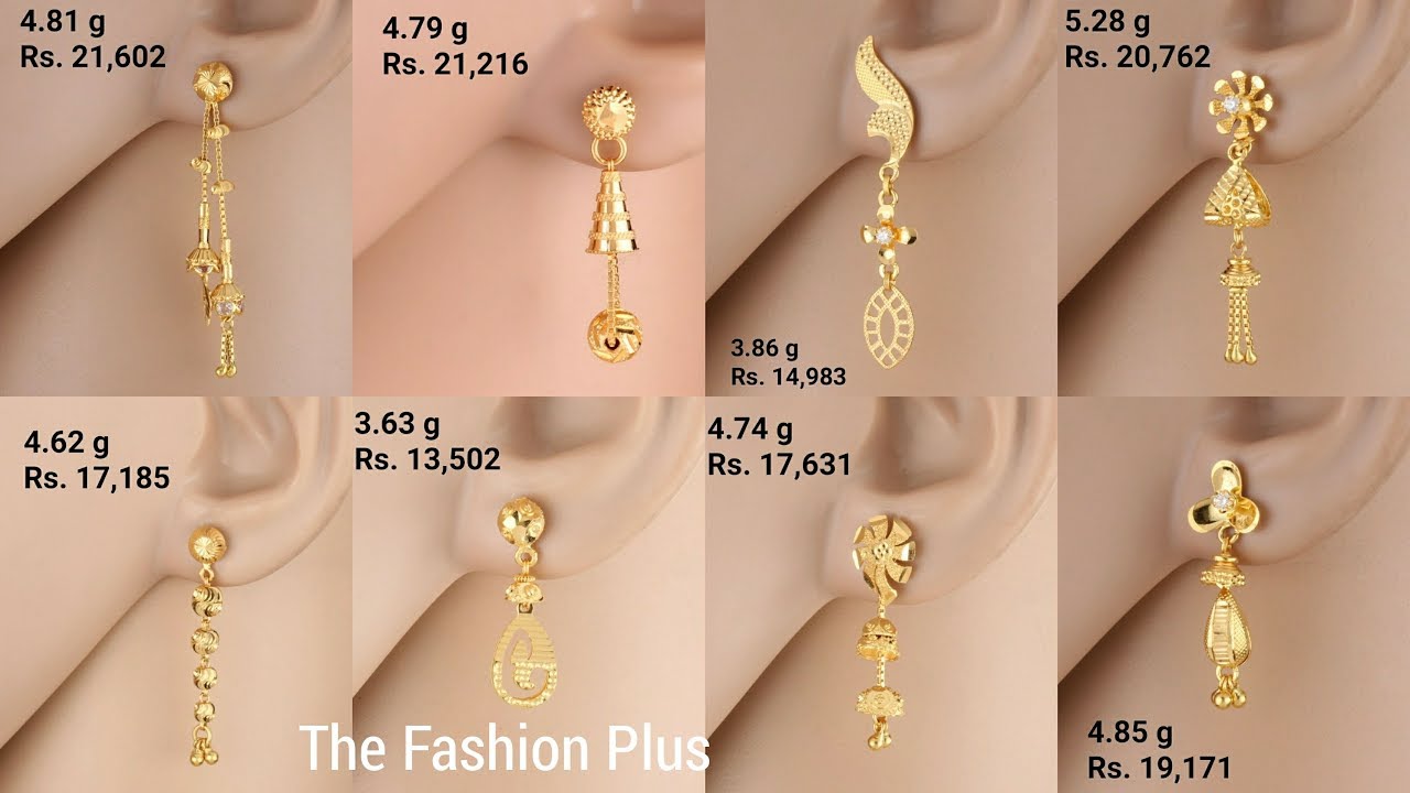 Latest light weight gold Earrings designs with WEIGHT and PRICE