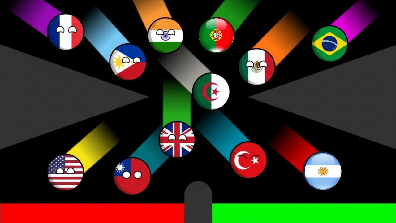 22 Countries Marble Race In Algodoo Day 2