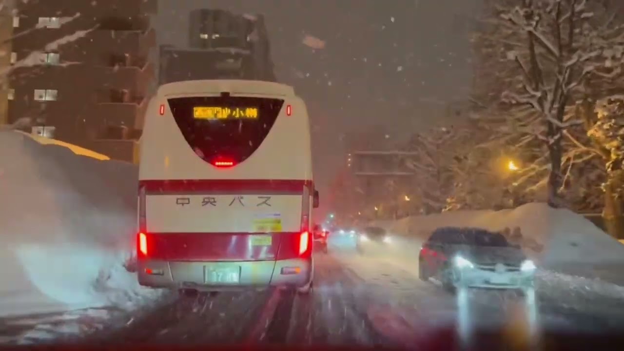 2月16日19時の札幌北1条通り