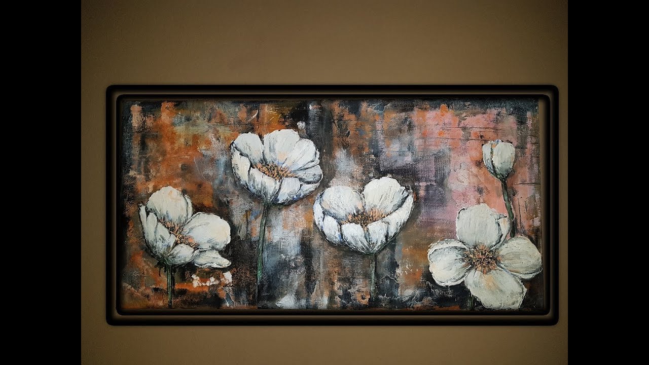 Acrylic abstract painting demonstration /Flowers Acrylic Painting /MariArtHome