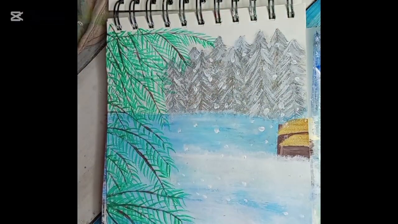 ✨ Winter Wonderland Landscape Drawing ❄️ | Calm & Creative Art🖌️🎨#art #winterwonderland 