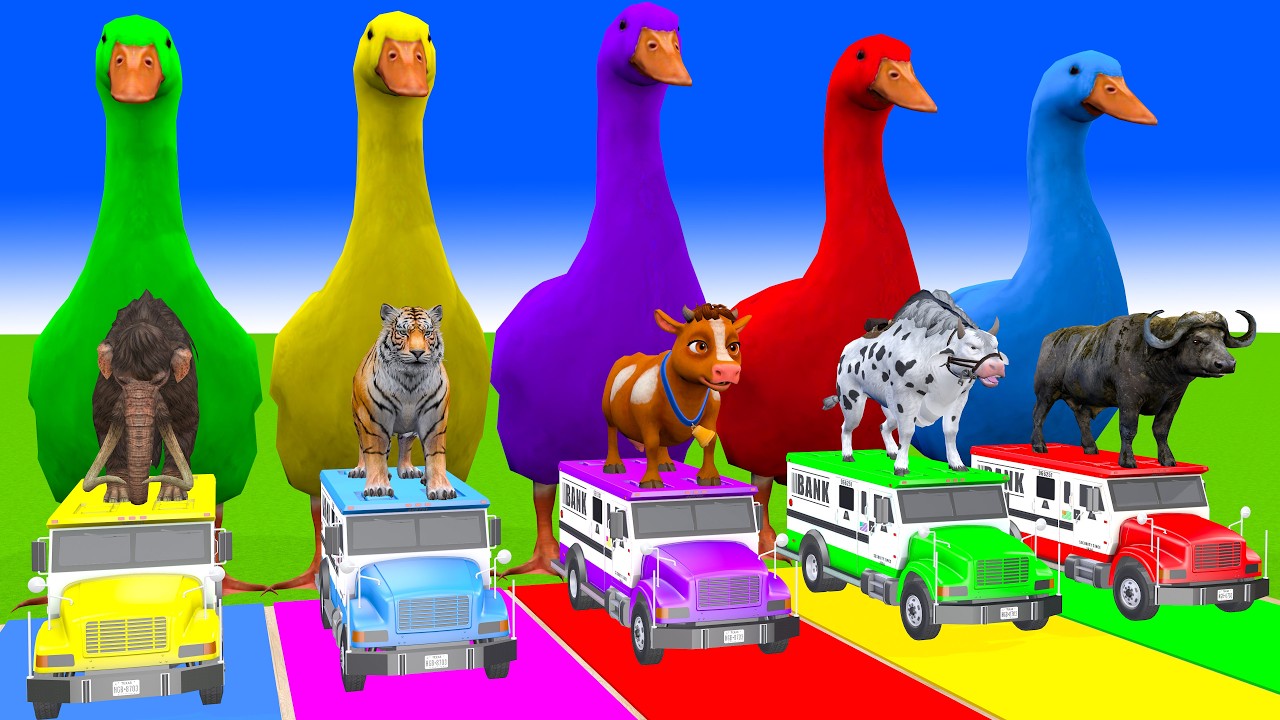 Long Slide Game With Cow Elephant Gorilla Hippopotamus Tiger 3d Animal Game Funny 3d Animals