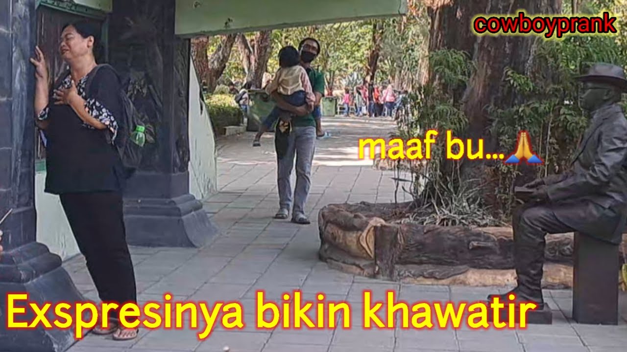 Cowboy prank ||cemas dan khawatir lihat Exspresi ibu ini..|| prank patung hidup