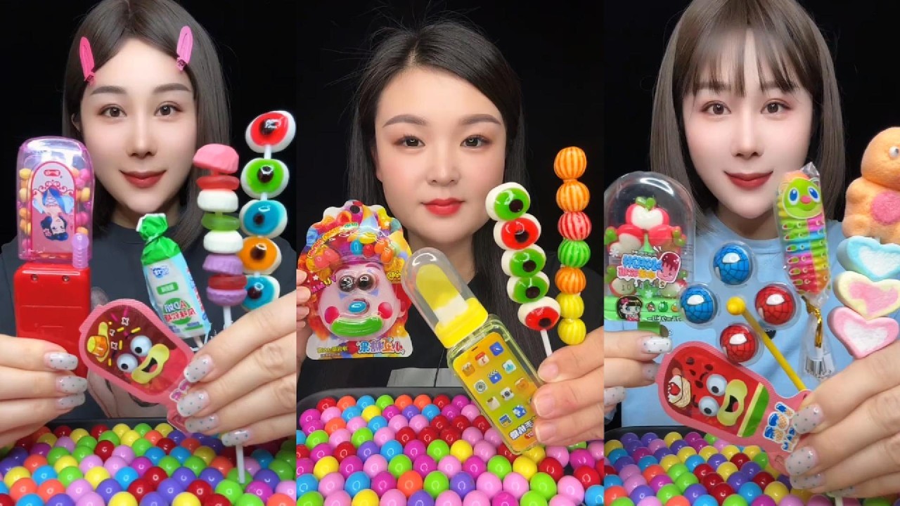 Разноцветные конфеты и закуски P425 🍭🌈🍫 | ASMR Мукбанг 🎉 #сладости #конфеты #закуски #asmr #мукба...