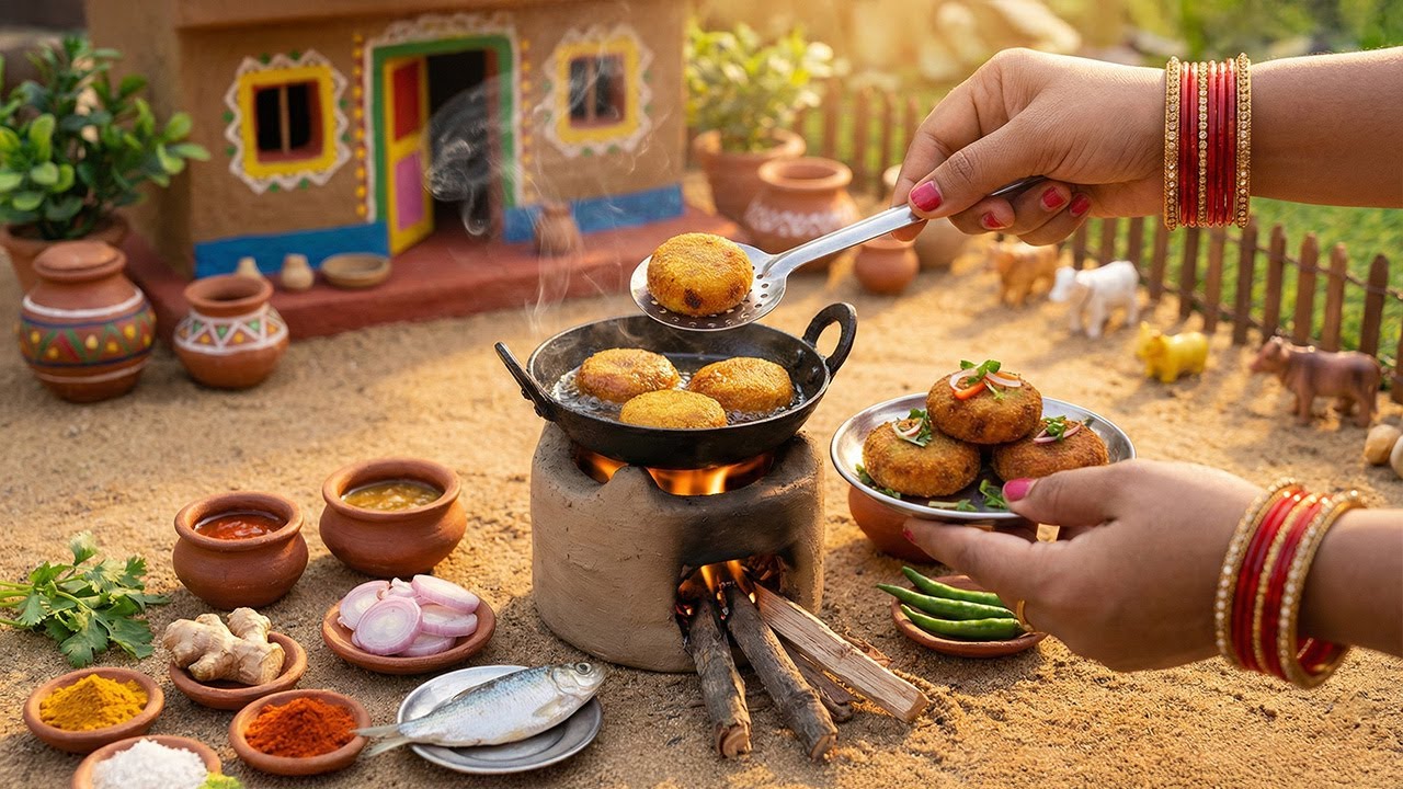 Miniature Fish Croquettes Cutlet  |  Fish Chop Recipe |  Village Style Indian Fried Cutlets