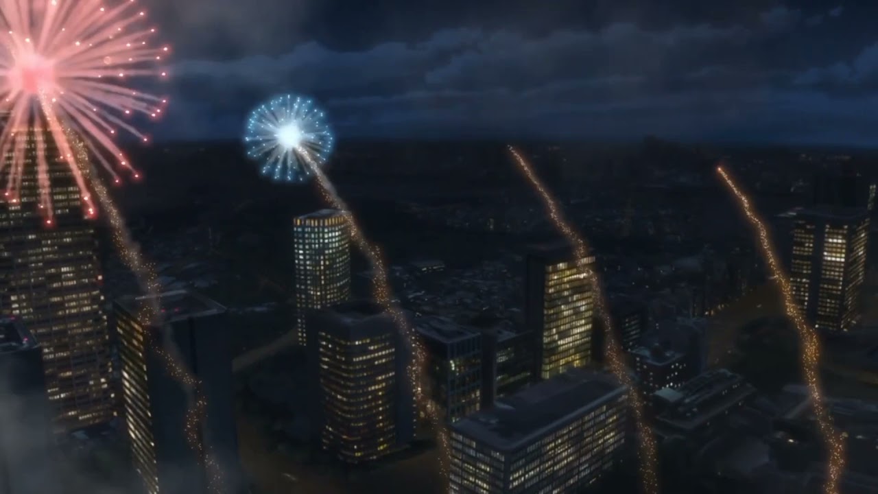 Beauty Of Fireworks From Weathering With You |Anime Sunshine Girl| Fireworks 2022 Tokyo Ghibli Japan