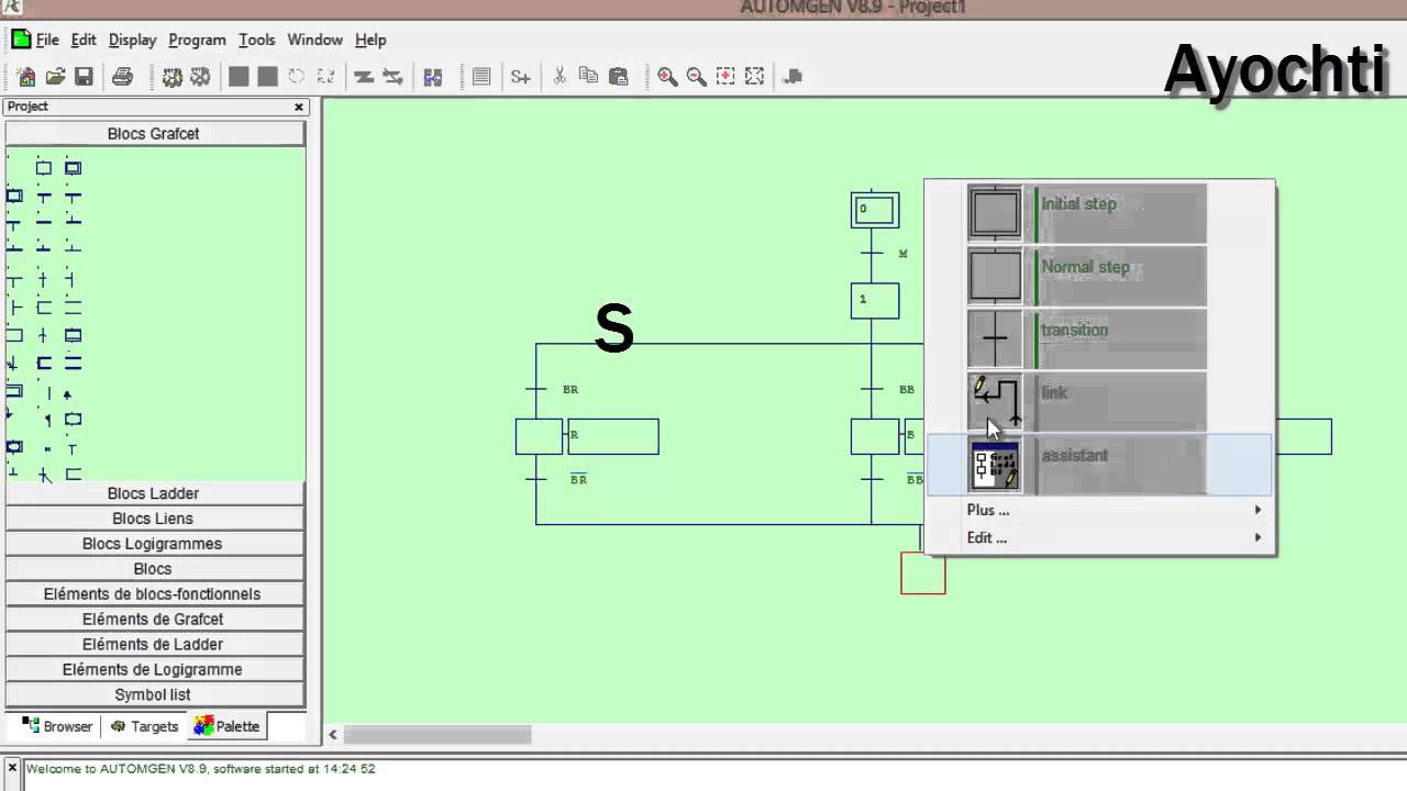 Automgen TP3- Grafcet Fonction OU/ OR # 25 (بالعربية)