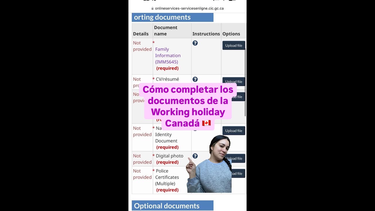 ¿Como completar los documentos de la working holiday Canadá?