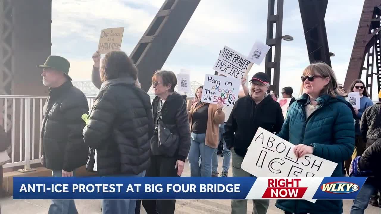 ICE rally on Big Four Bridge