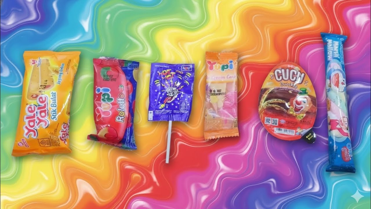 ASMR Most Popular Candys / several lots of colorful rainbow lollipop candy / unpacking chocolate eat
