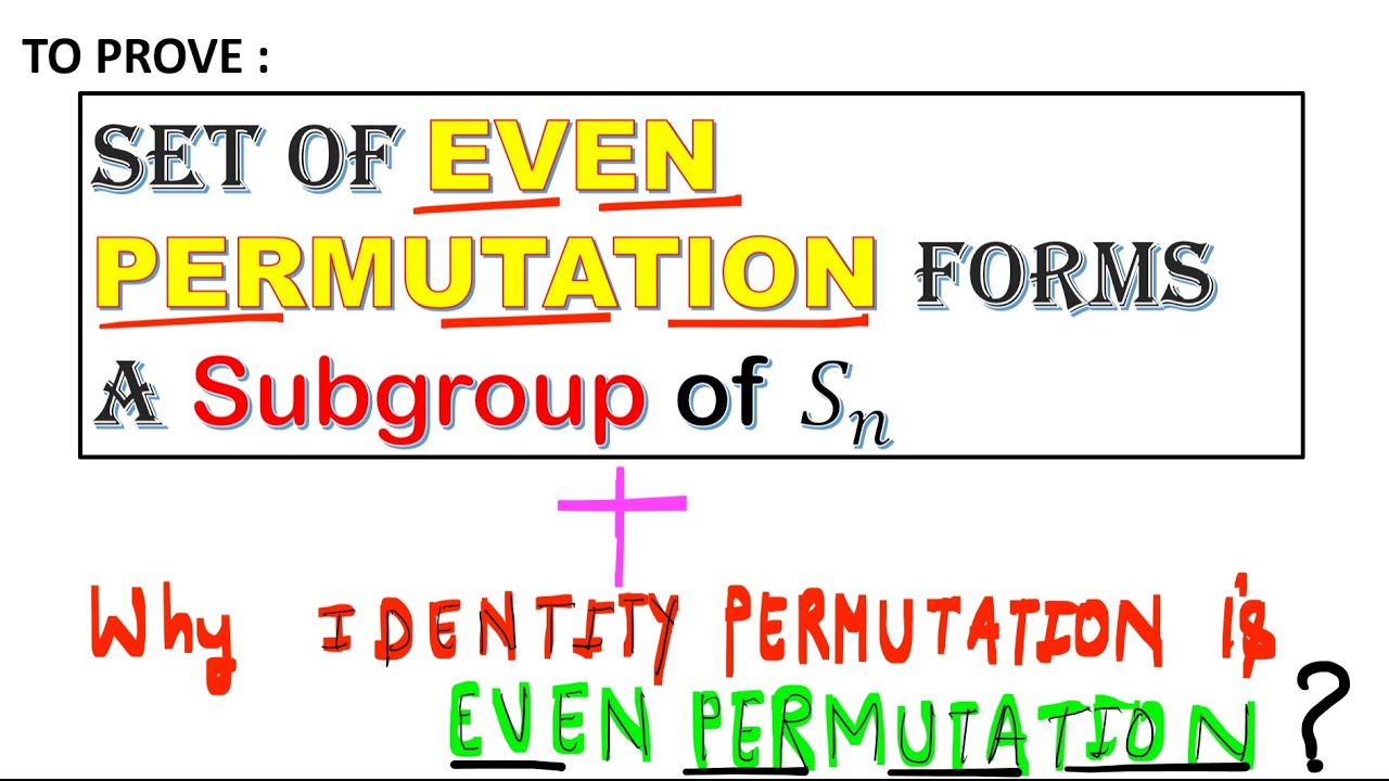To Prove Set of EVEN Permutations Forms Subgroup of  Sn| Why Identity is even permutation|