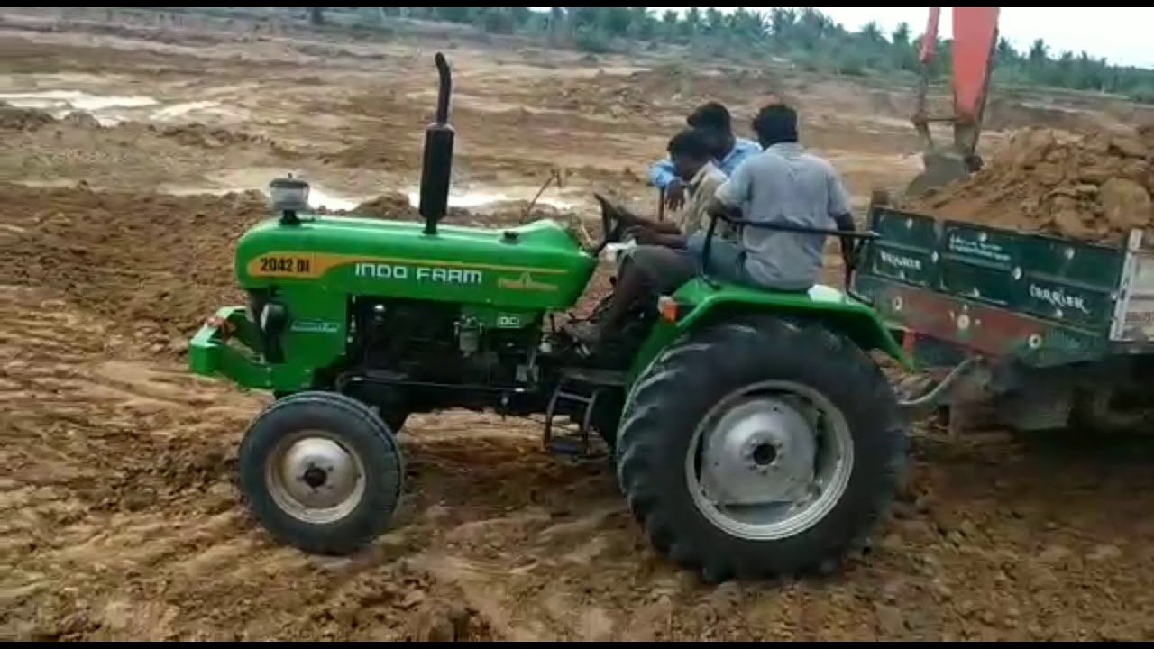 Indo Farm 2042DI & 45 HP Tractor Pulling Power test