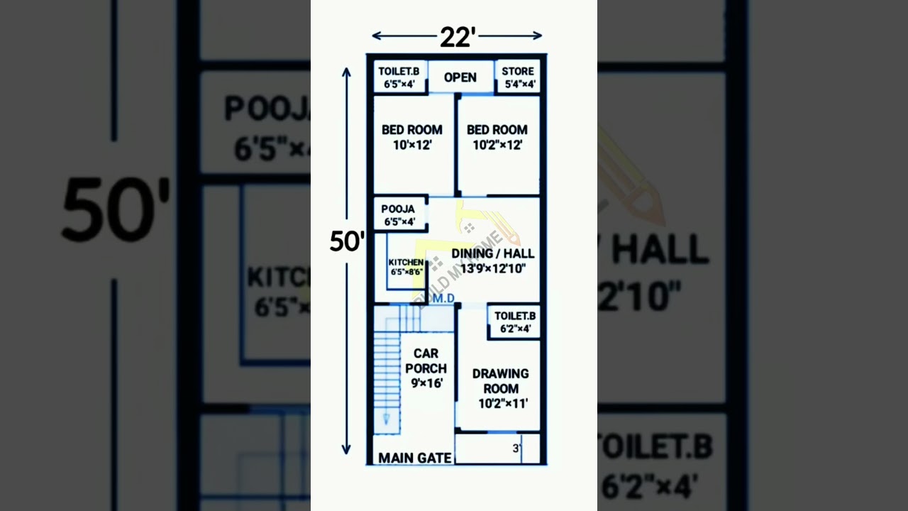 22 x 50 House Design/ 