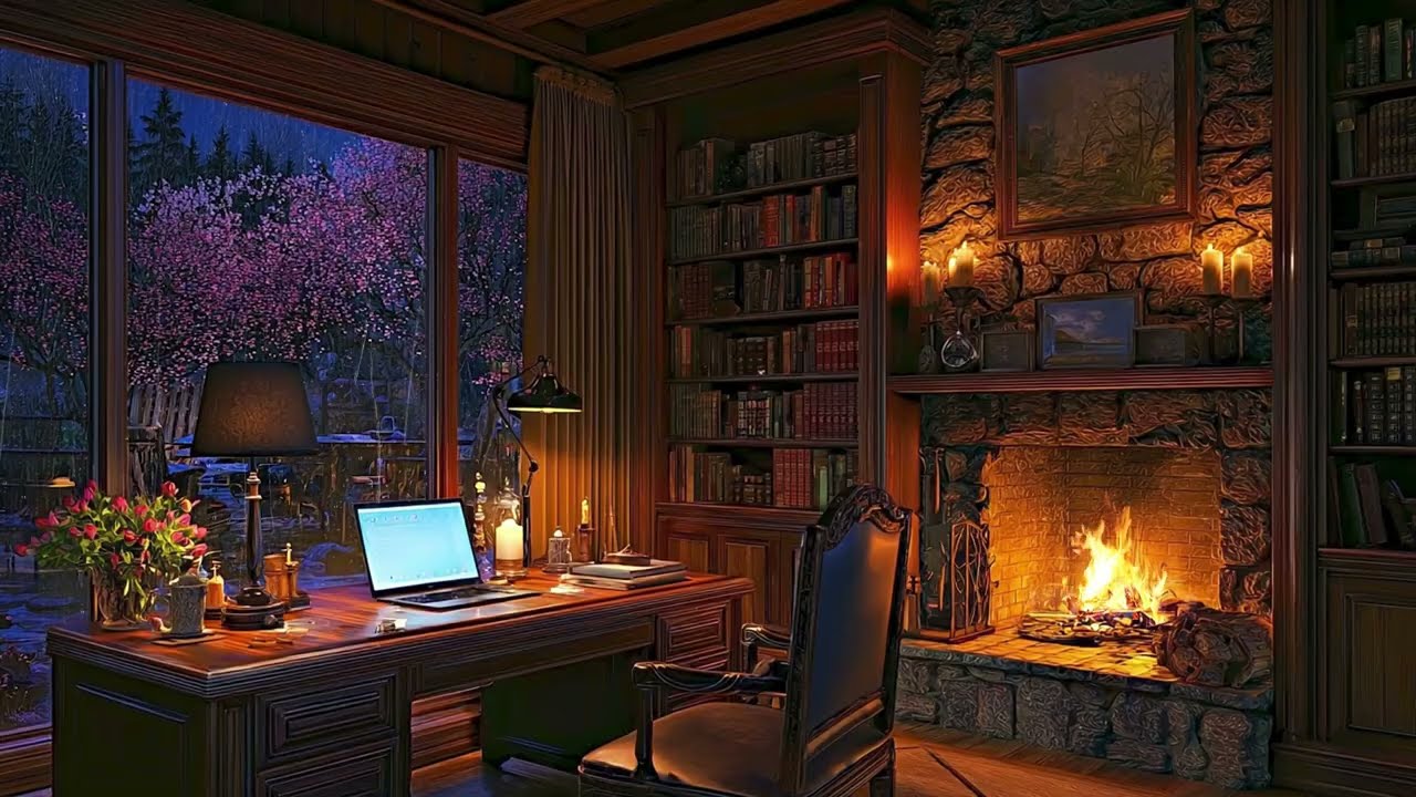 Soft Thunder, Falling Rain & a Fire's Whisper 🌧️ A Cinematic Ambience for the Soul | White Noise