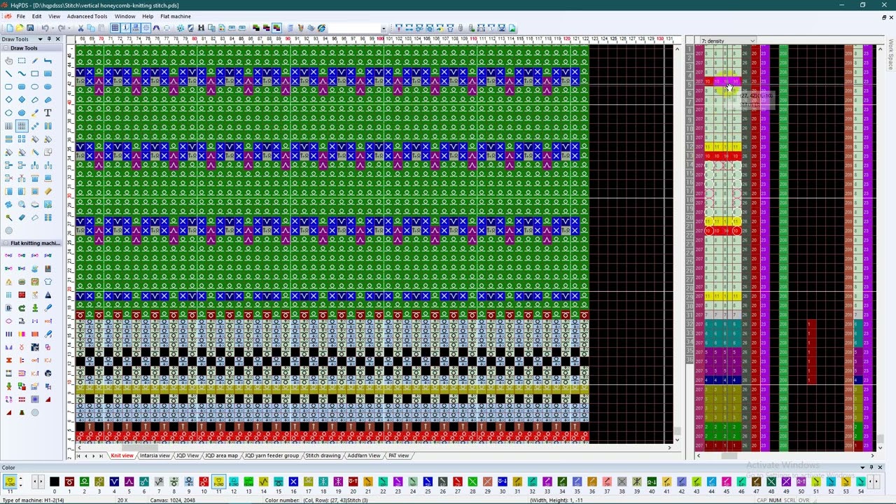 How To Create Vertical Honeycomb stitch Hqpds 100%   Jacquard program