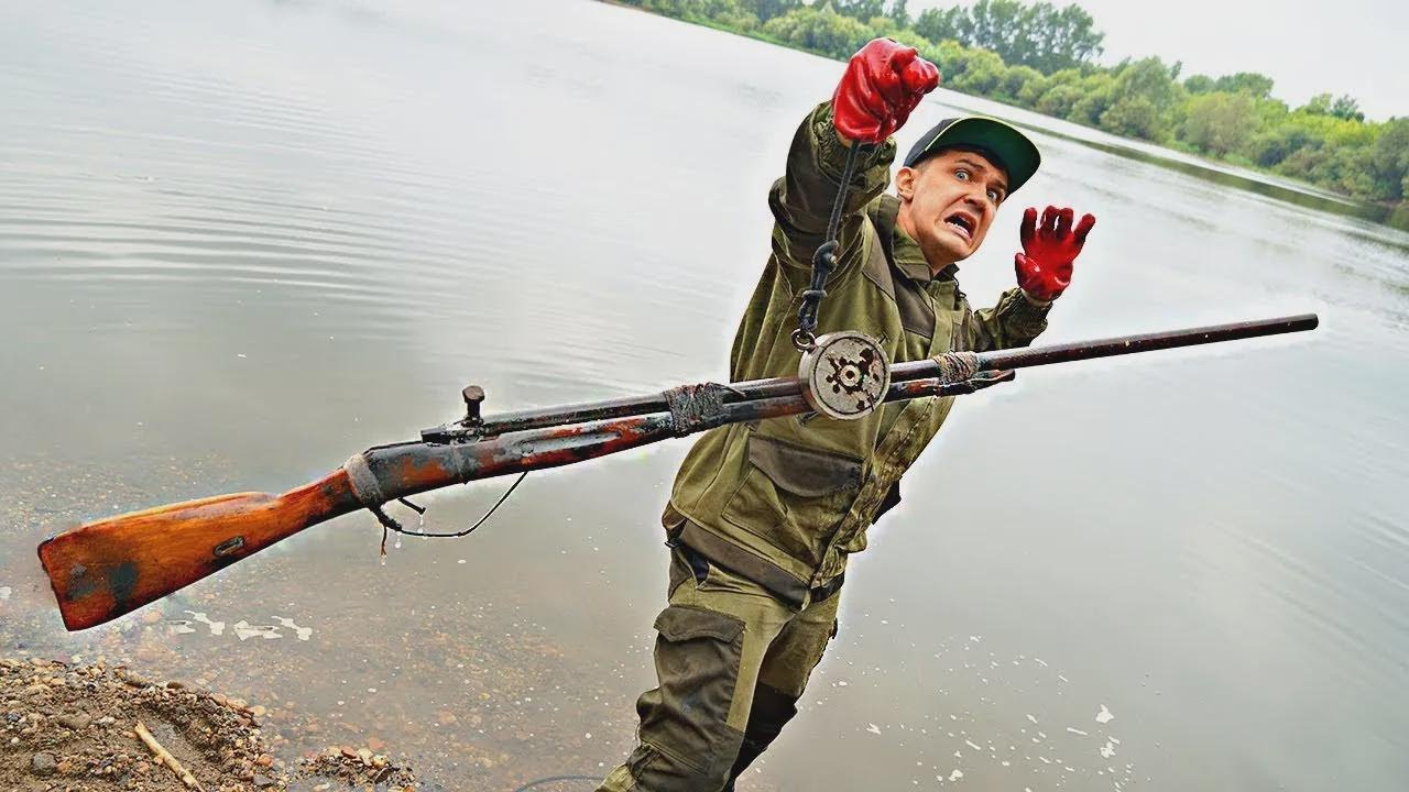 Descubre los hallazgos militares bajo el agua con un imán gigante al pescar con imán!