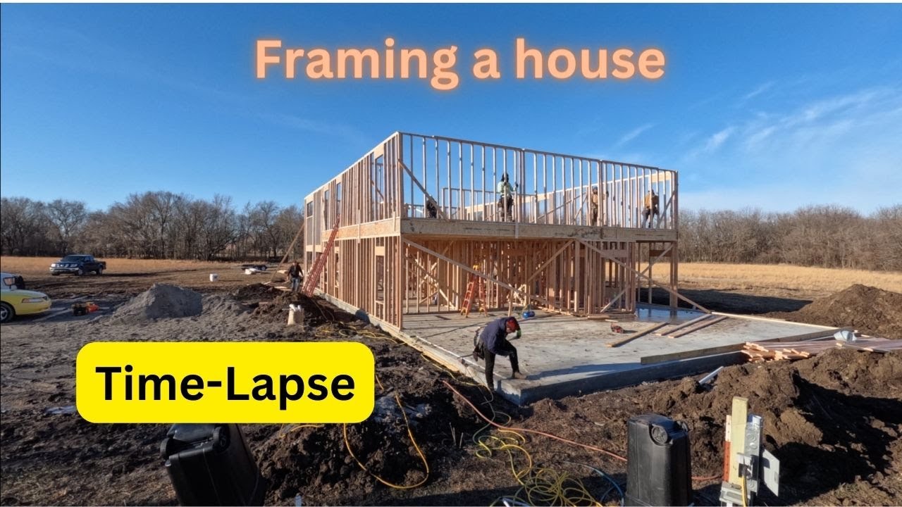 Day 2 New Construction Framing Time-Lapse - Stick Frame Barndominium