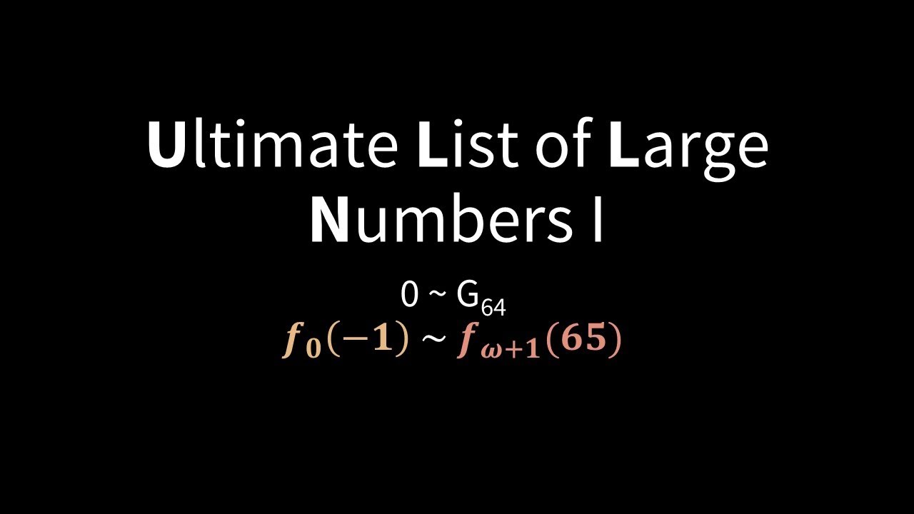 Ultimate List of Large Numbers I