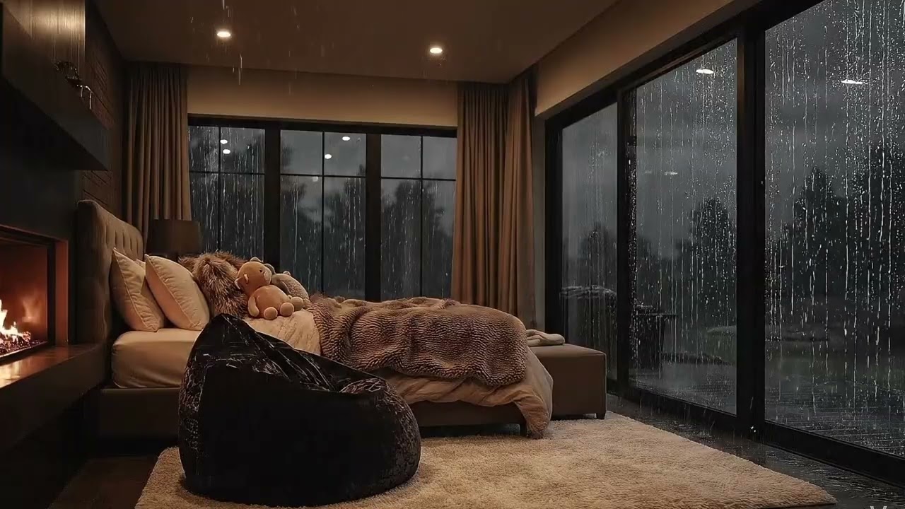 Dark Cozy Night with Heavy Rain & Thunder 🌧️ | Deep Sleep & Relaxation | 2 Hours