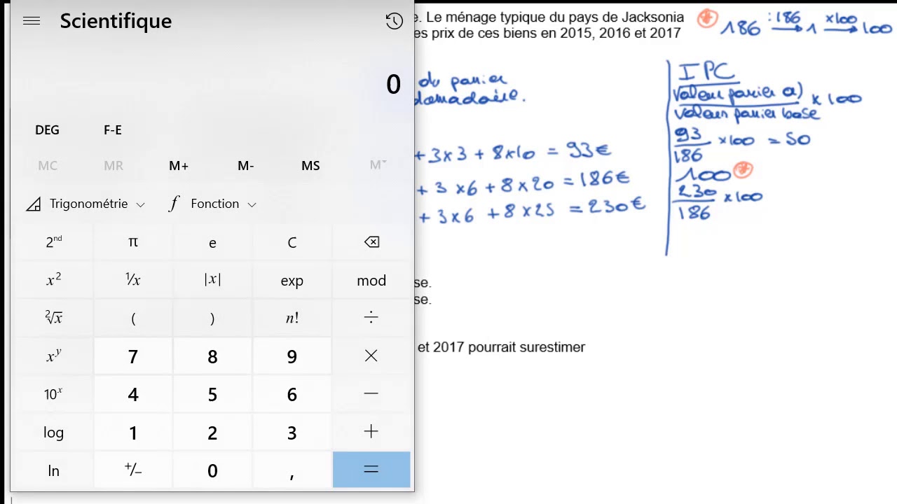 Exemples de calcul de l'IPC et du taux d'inflation