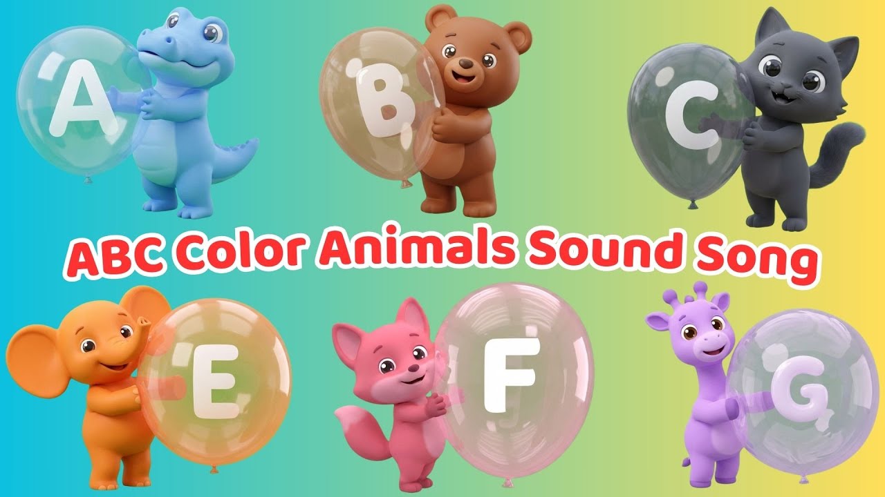 ABC Safari Animals Sounds Song 🎈 Cartoon Animals Chase Color Balloons | Funny Kids Learning Song