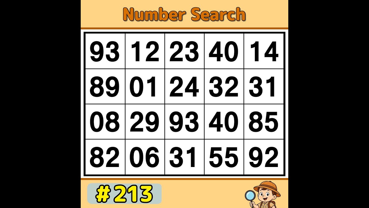 【JimmyPuzzle】 Keep Your Brain Young with Fun Puzzles! 《Number Search｜Brain Training》 #213