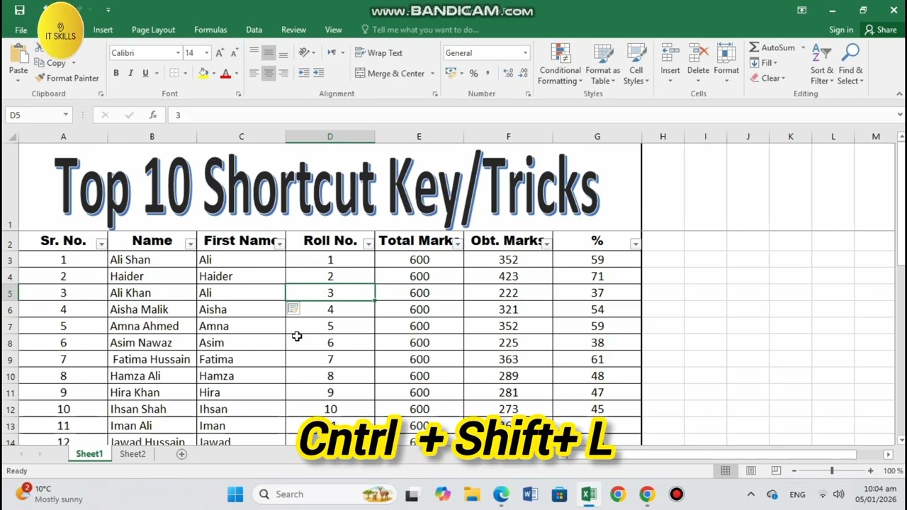 Top 10 Shortcut keys/Tricks of MS EXCEL|itskills.p