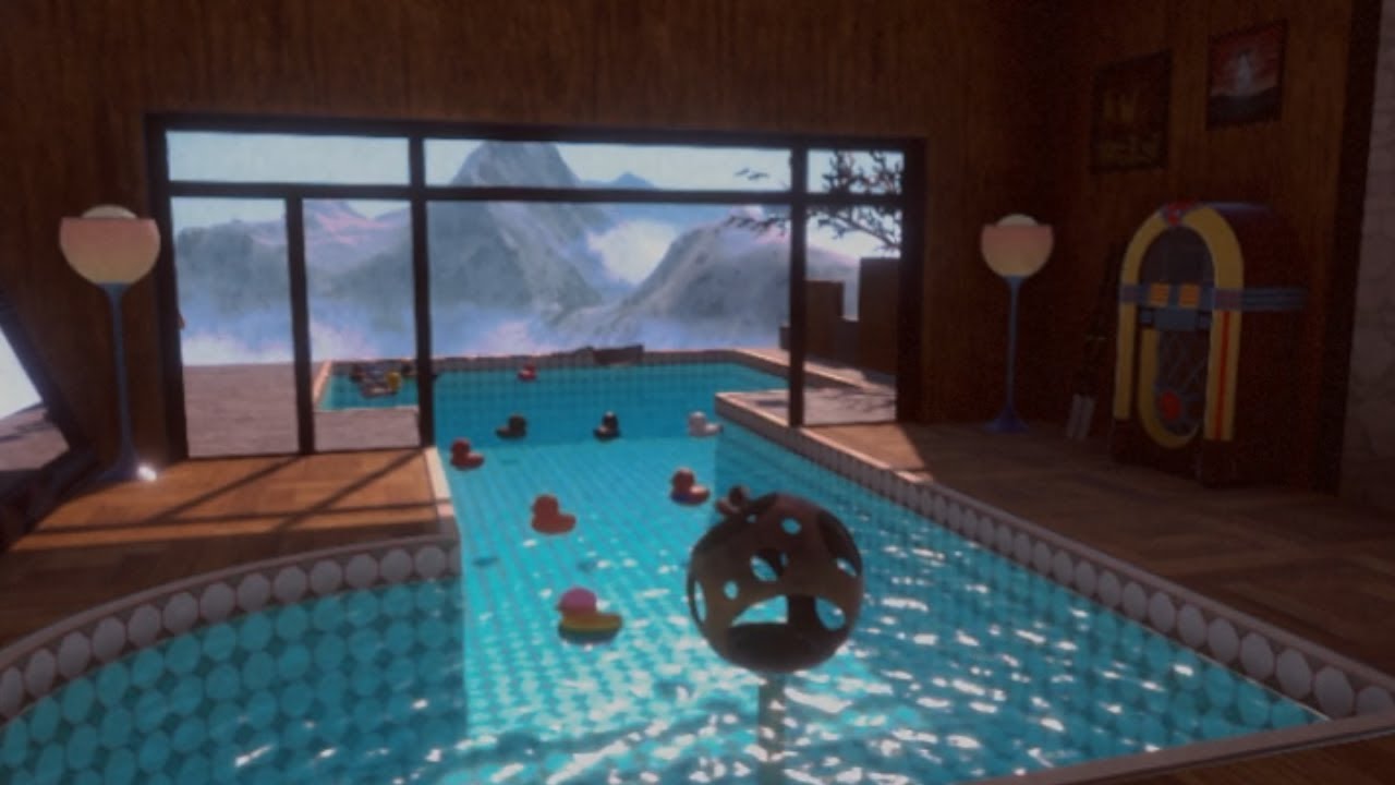 Placid Plastic Duck Simulator: Quacking the Ice Jukebox Music with no splash sounds and a VHS effect