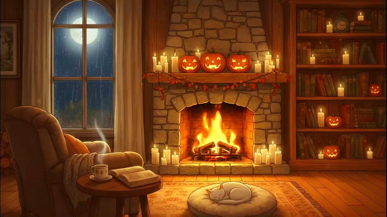 Peaceful Rain Sounds with Warm Fireplace 🔥 Relaxing Lofi Music for Sleep & Study