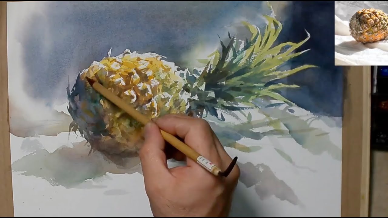 Как нарисовать ананас акварелью 🎨
