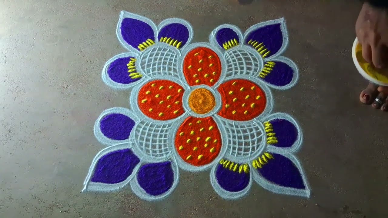 Chithirai madham simple flowerpadi kolam3*1 pandaga muggulu traditional muggulu@kanishcreatives
