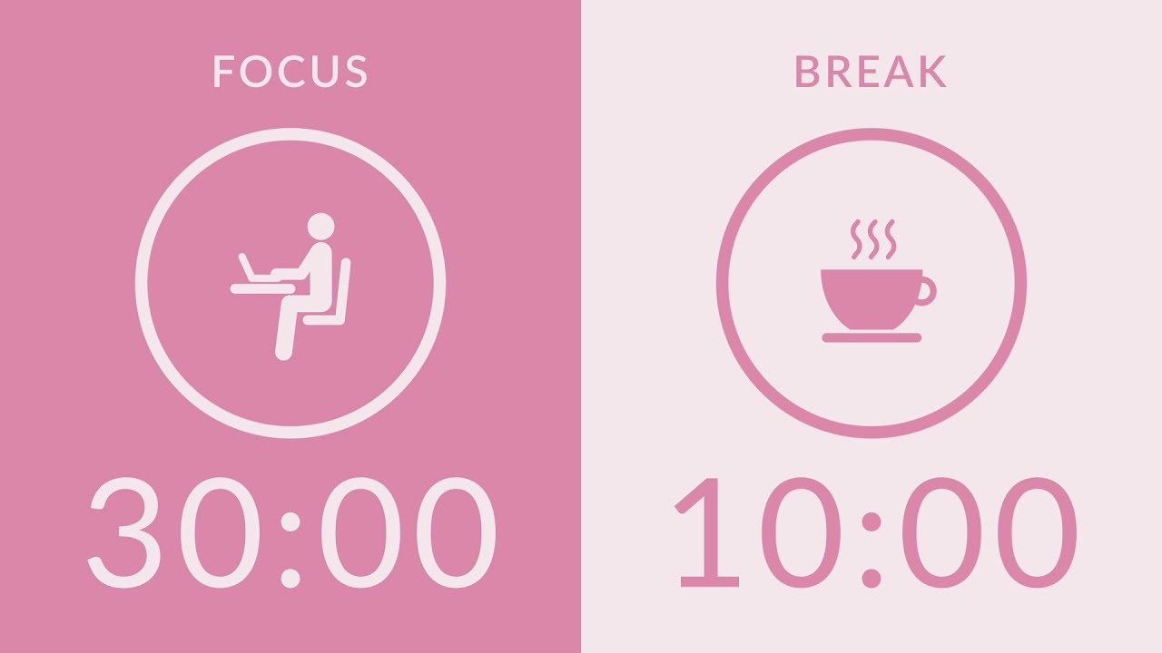 30/10 Pomodoro Timer with Pink Noise 🎧 2-Hour Study with Me for Deep Focus & ADHD ✨