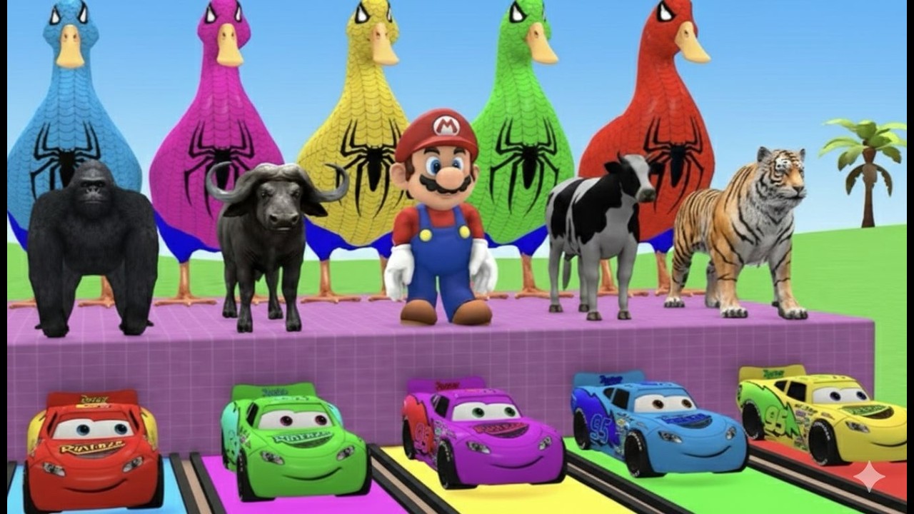 Long Slide Game With Cow Elephant Gorilla Hippopotamus Tiger 3d Animal Game Funny 3d Animals