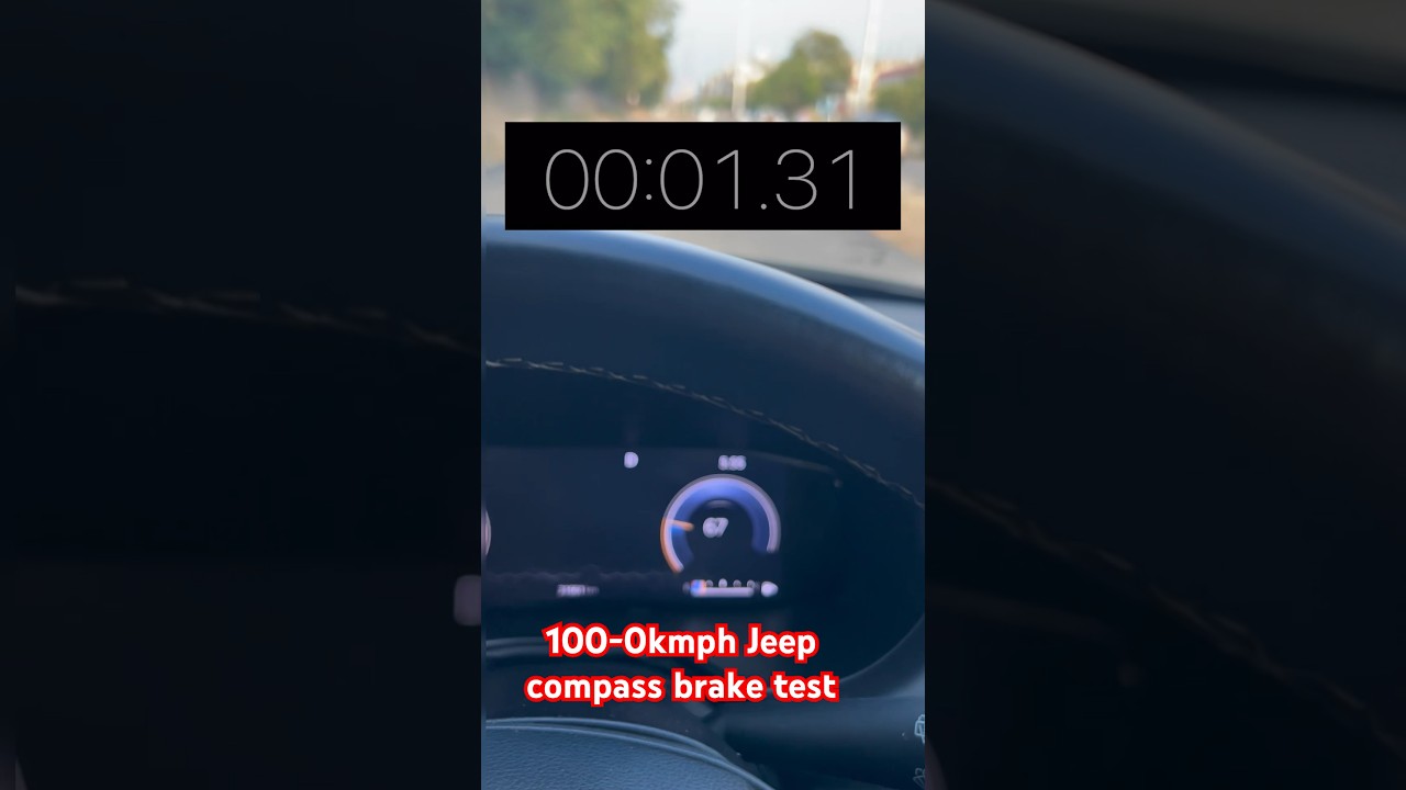 Jeep compass brake test 100-0 kmph 🔥#jeepcompass #braking #carsindia #braketest #carlovers #jeep
