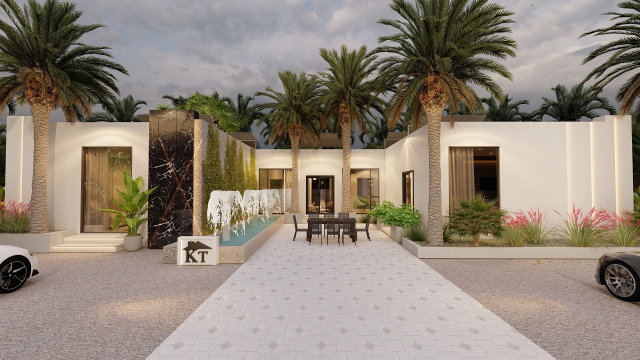 U shape house design [19.8mx12m]3 bedrooms/model0187