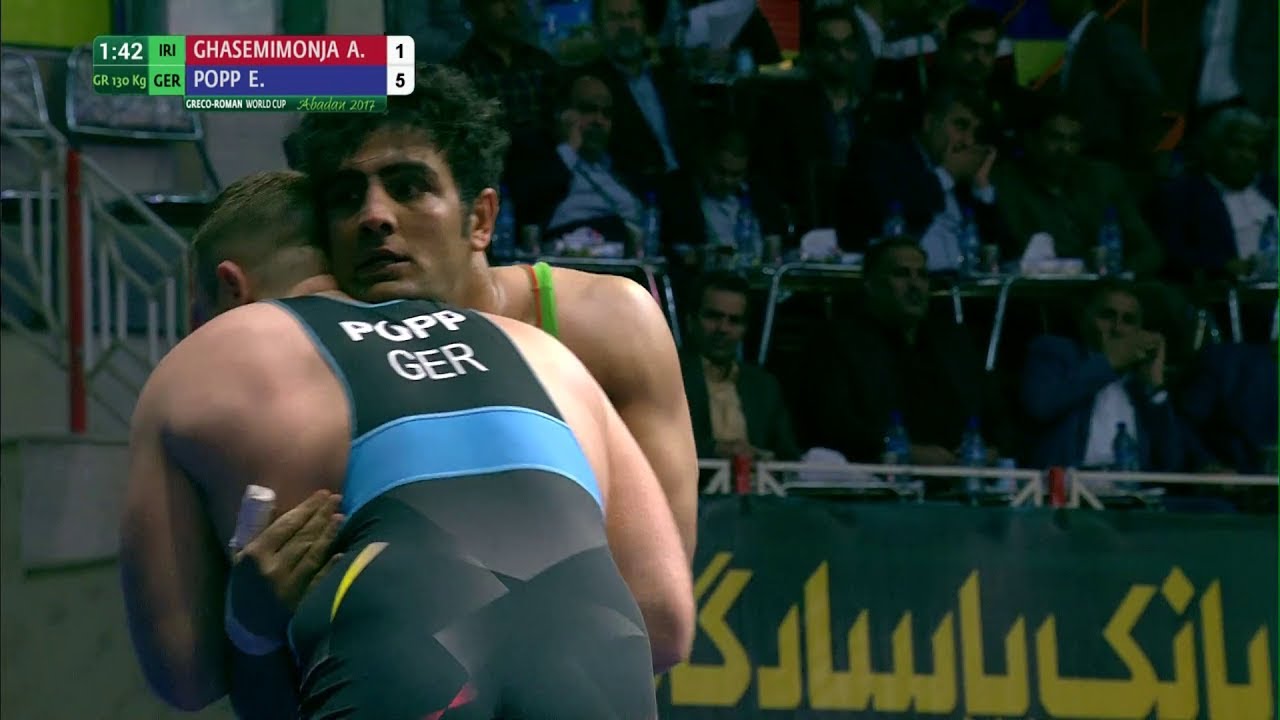 Round 1 GR - 130 kg: E. POPP (GER) df. A. GHASEMIMONJA (IRI), 5-2